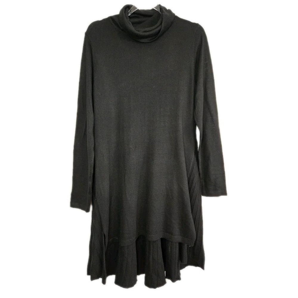 Soft Surroundings Black Turtleneck Sweater Dress Size‎ M Ribbed Back NWT